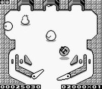 une photo d'Ã©cran de Kirby s Pinball Land sur Nintendo Game Boy